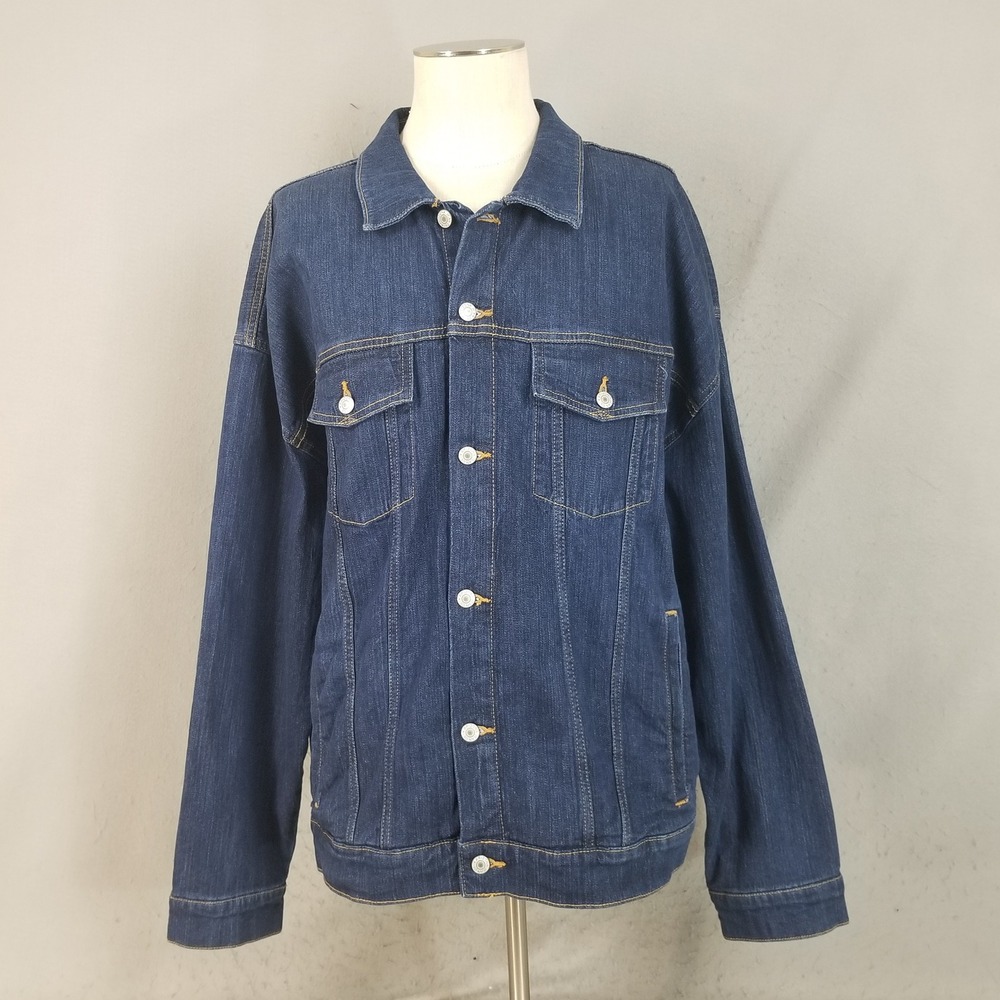 Arizona Jean Co Denim Jacket Mens XL Blue Rinse Trucker 99% Cotton 525-1300 0182